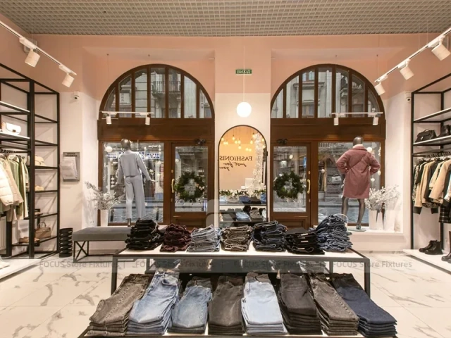 Boutique Apparel Wall Rack and Table Display