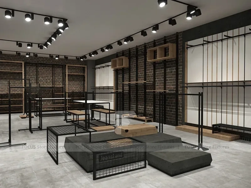 Brick Wall Apparel Rack and Table Display