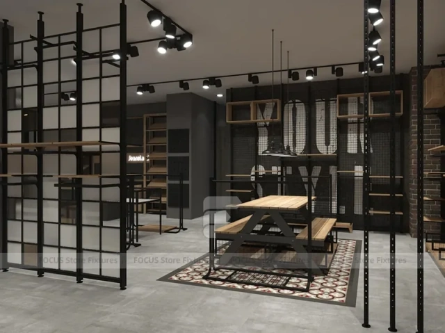 Brick Wall Apparel Rack and Table Display