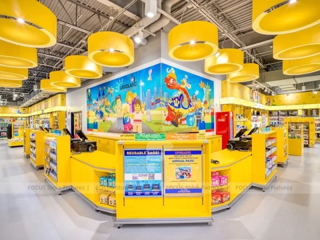 Bright Yellow Kids Retail Checkout Counter Display