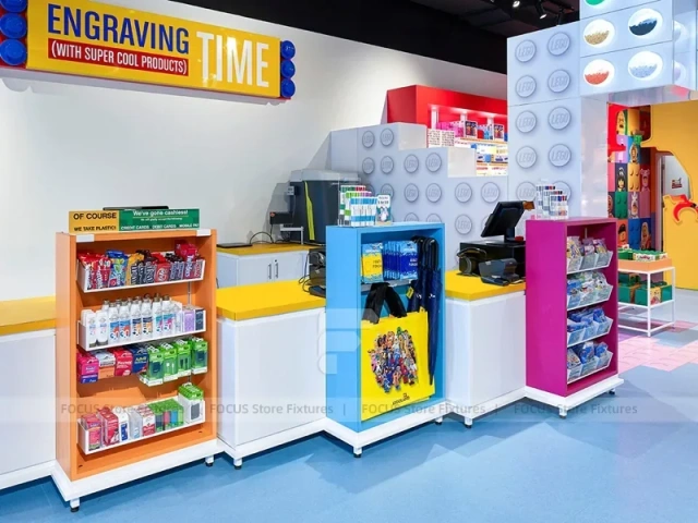 Bright Yellow Kids Retail Checkout Counter Display