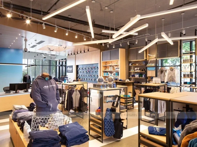 Casual Apparel Store Table and Rack Display