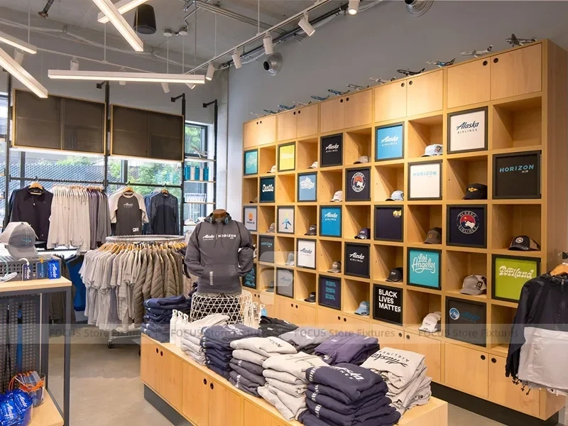 Casual Apparel Store Table and Rack Display