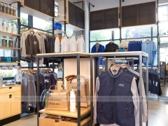 Casual Apparel Store Table and Rack Display