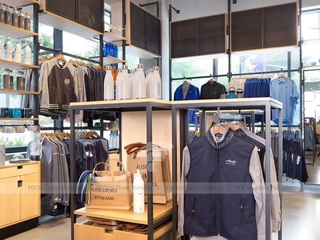 Casual Apparel Store Table and Rack Display