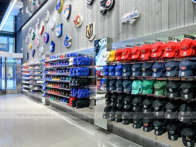 Colorful Cap Wall Display with Team Logo Panels