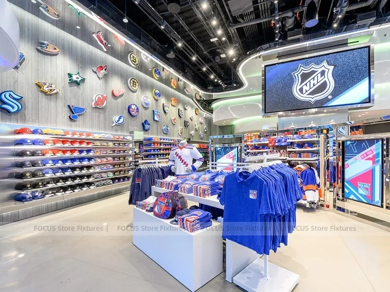 Colorful Cap Wall Display with Team Logo Panels