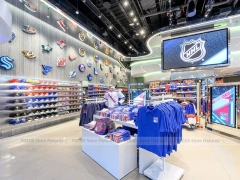 Colorful Cap Wall Display with Team Logo Panels