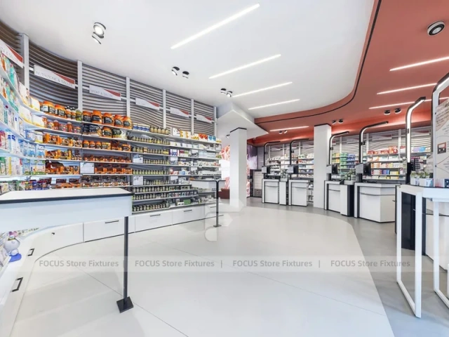Coral Ceiling Pharmacy Checkout Counter Layout