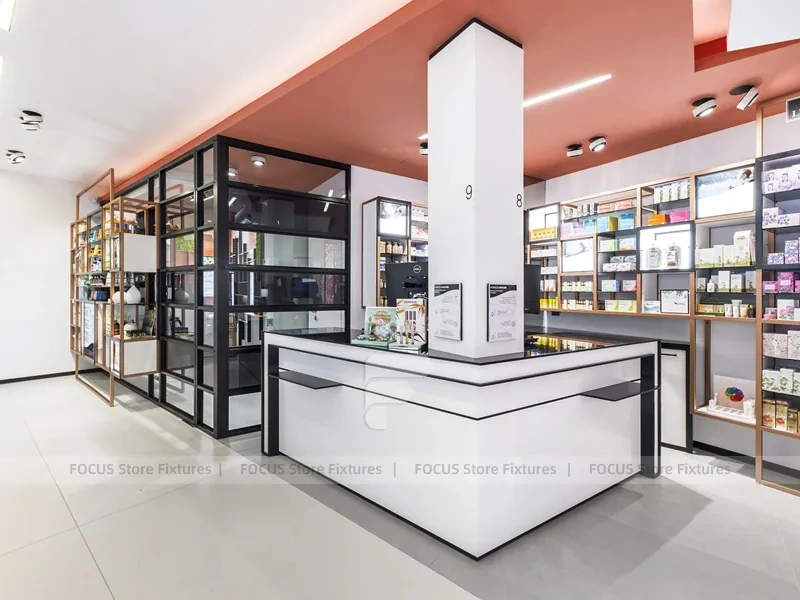 Coral Ceiling Pharmacy Checkout Counter Layout