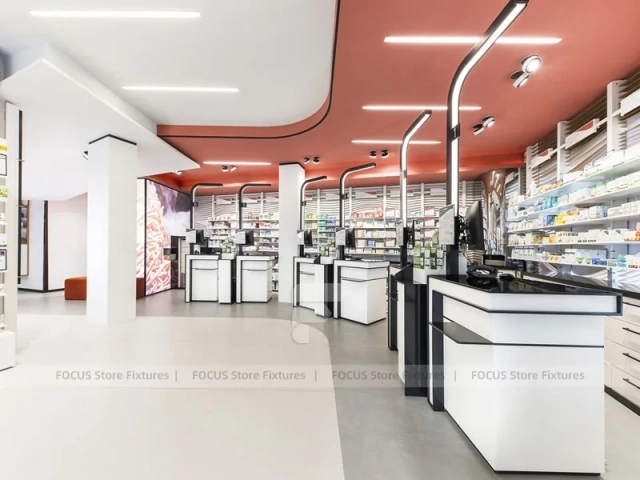 Coral Ceiling Pharmacy Checkout Counter Layout