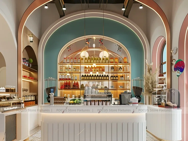 Cream Green Beverage Back Bar