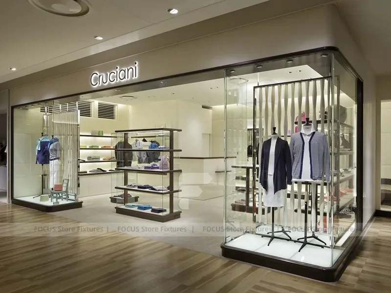Cruciani Glass Storefront Apparel Display