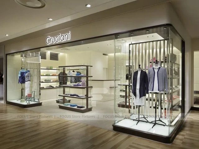 Cruciani Glass Storefront Apparel Display