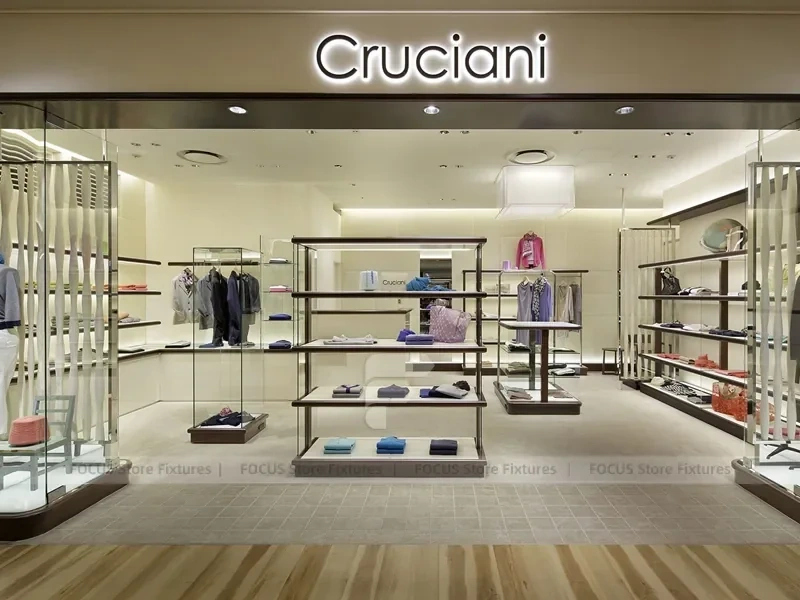 Cruciani Glass Storefront Apparel Display