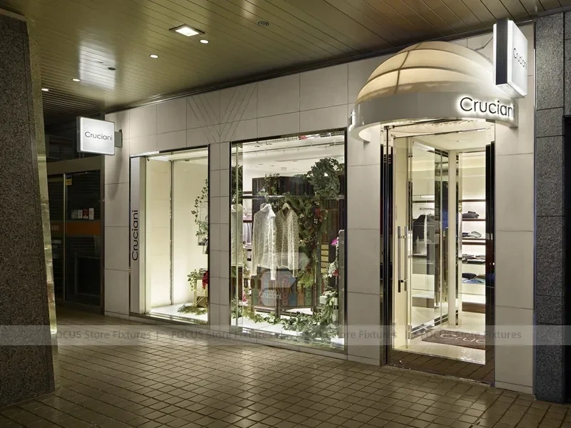 Cruciani Glass Storefront Apparel Display
