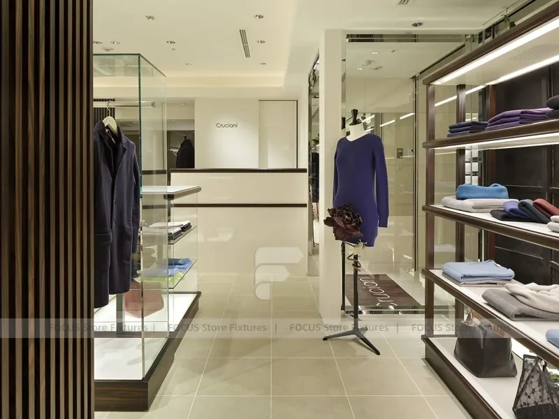 Cruciani Glass Storefront Apparel Display