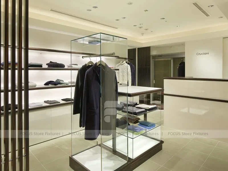 Cruciani Glass Storefront Apparel Display