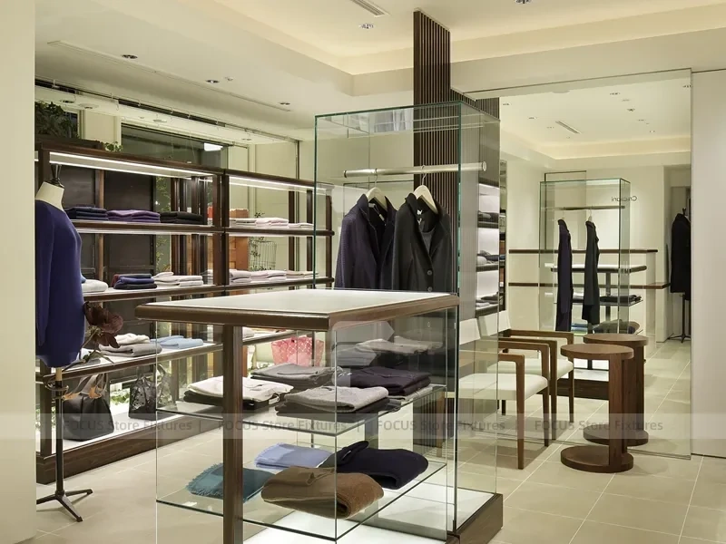 Cruciani Glass Storefront Apparel Display