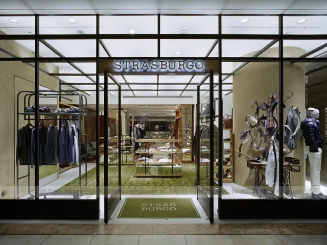 Cruciani Glass Storefront Apparel Display