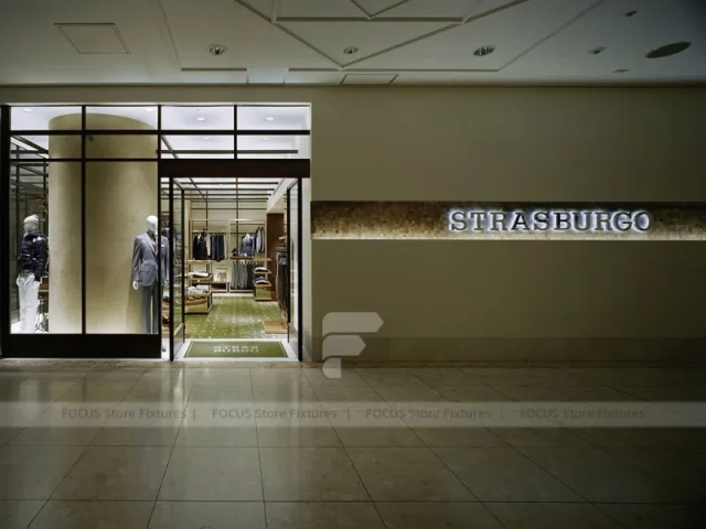 Cruciani Glass Storefront Apparel Display