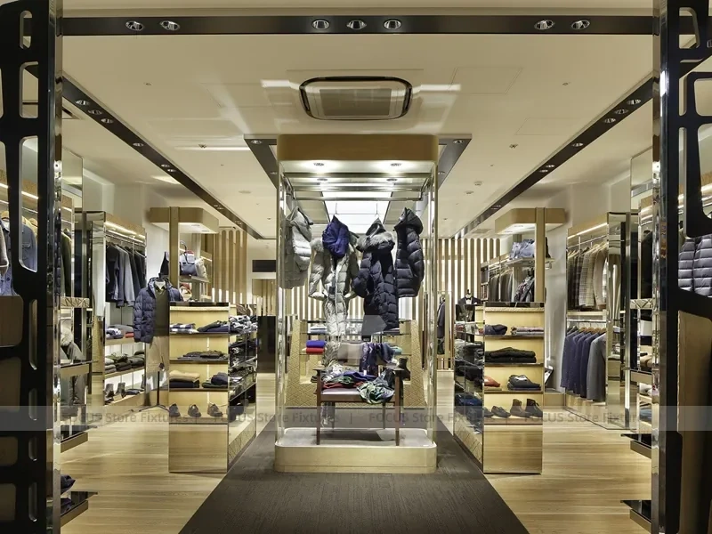 Cruciani Glass Storefront Apparel Display