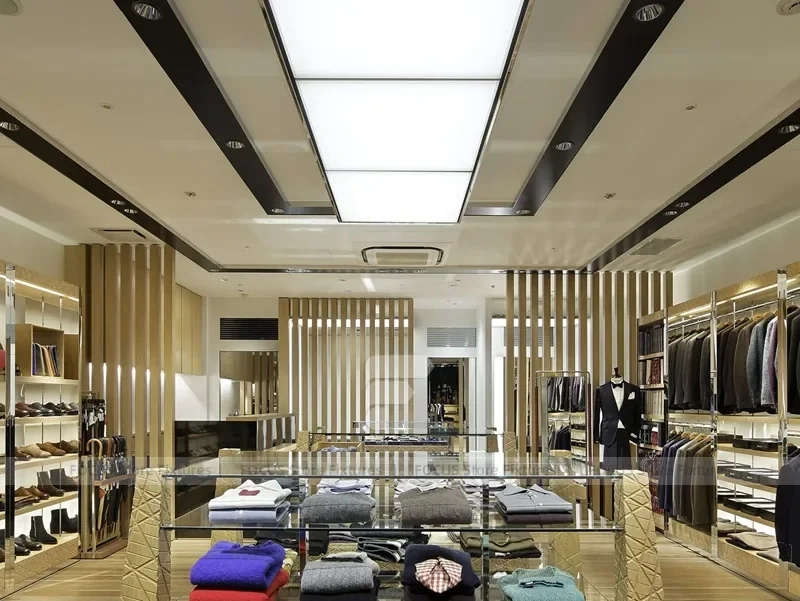 Cruciani Glass Storefront Apparel Display