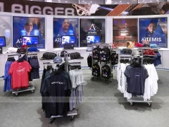 Curved Sportswear Island Display with Mannequin Platform