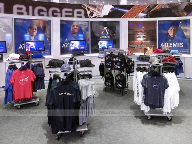 Curved Sportswear Island Display with Mannequin Platform
