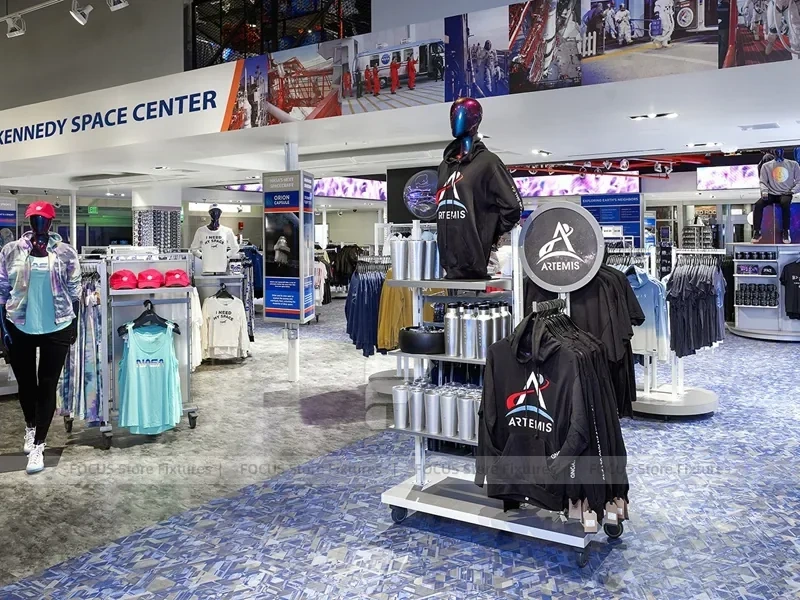 Curved Sportswear Island Display with Mannequin Platform
