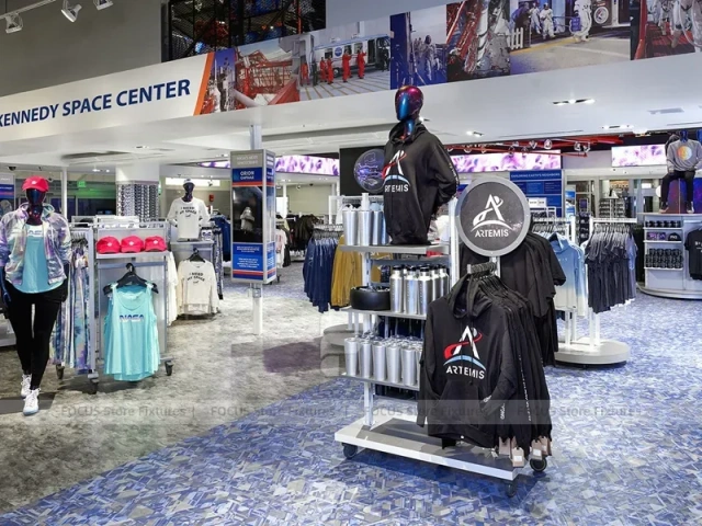 Curved Sportswear Island Display with Mannequin Platform