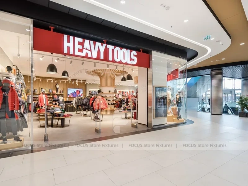 Curved Wood Lifestyle Apparel and Footwear Display