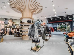 Curved Wood Lifestyle Apparel and Footwear Display