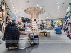 Curved Wood Lifestyle Apparel and Footwear Display