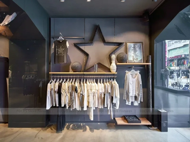 Dark Boutique Apparel Wall and Rack Display
