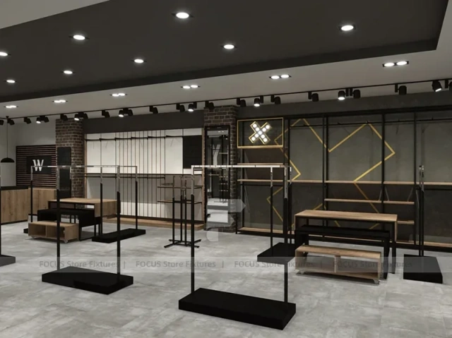 Dark Boutique Store Empty Fixture Layout