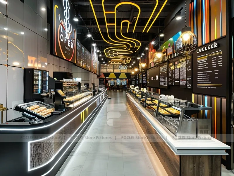 Dark Linear Coffee Bar Counter
