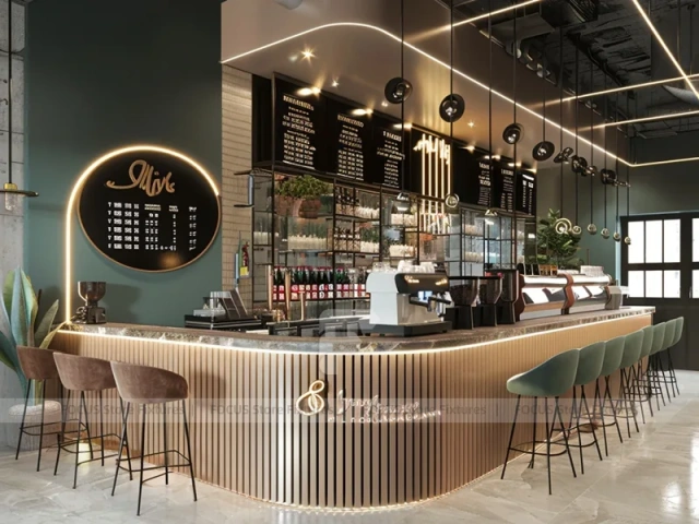 Dark Linear Coffee Bar Counter