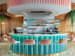 Dark Linear Coffee Bar Counter
