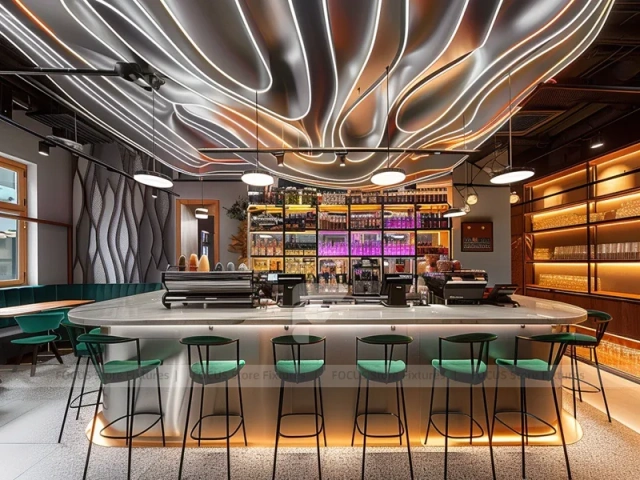 Dark Wave Ceiling Beverage Island Bar