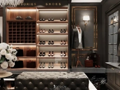 Dark Wood Luxury Menswear Wall Shelving Store