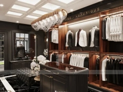 Dark Wood Luxury Menswear Wall Shelving Store