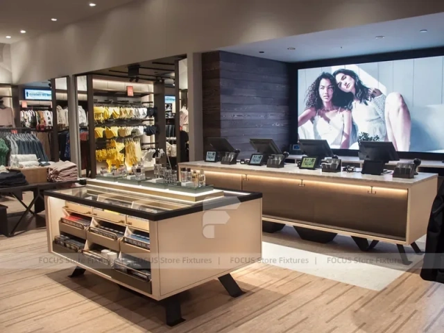 Dark Wood Premium Menswear Counter Display