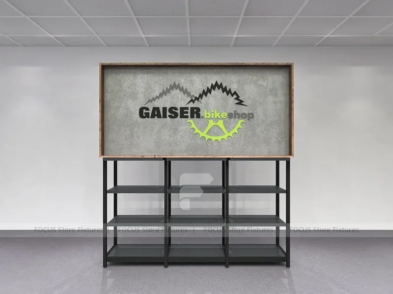 Gaiser Bike Shop Metal Wall Shelving Display