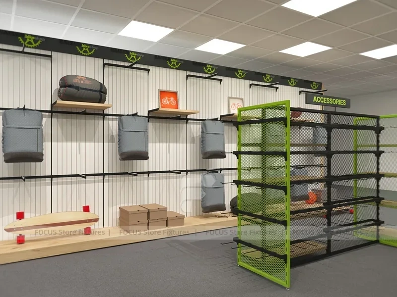 Gaiser Bike Shop Metal Wall Shelving Display
