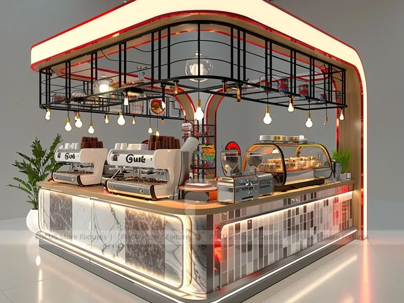Glass Coffee Dessert Kiosk Model