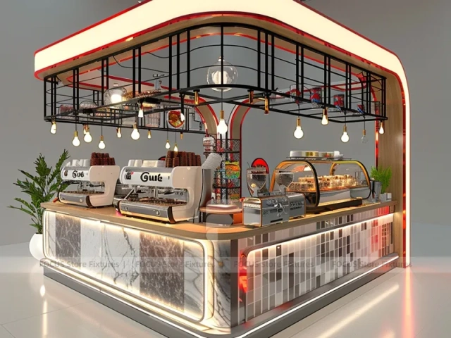 Glass Coffee Dessert Kiosk Model
