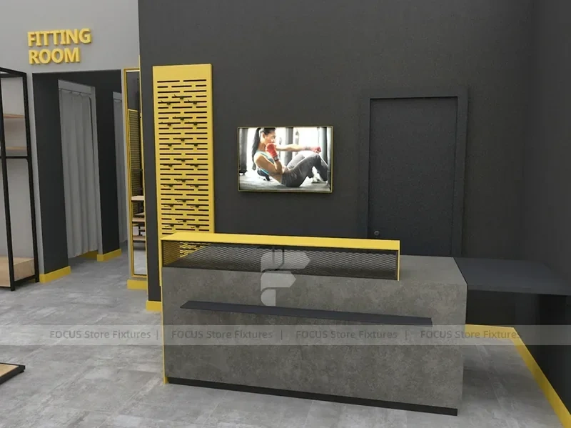 Goal Sports Retail Fixture Layout with Yellow Columns