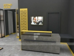Goal Sports Retail Fixture Layout with Yellow Columns