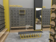 Goal Sports Retail Fixture Layout with Yellow Columns